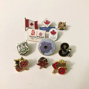 Assorted Lot of 11 Canada  Pins Remembrance Day Maple Leaf Olympics Canada Day